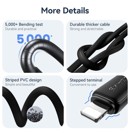 USAMS US-SJ699 USB to 8 Pin 2.4A Striped Fast Charge Data Cable, Length:3m(Blue) - Normal Style Cable by USAMS | Online Shopping South Africa | PMC Jewellery | Buy Now Pay Later Mobicred