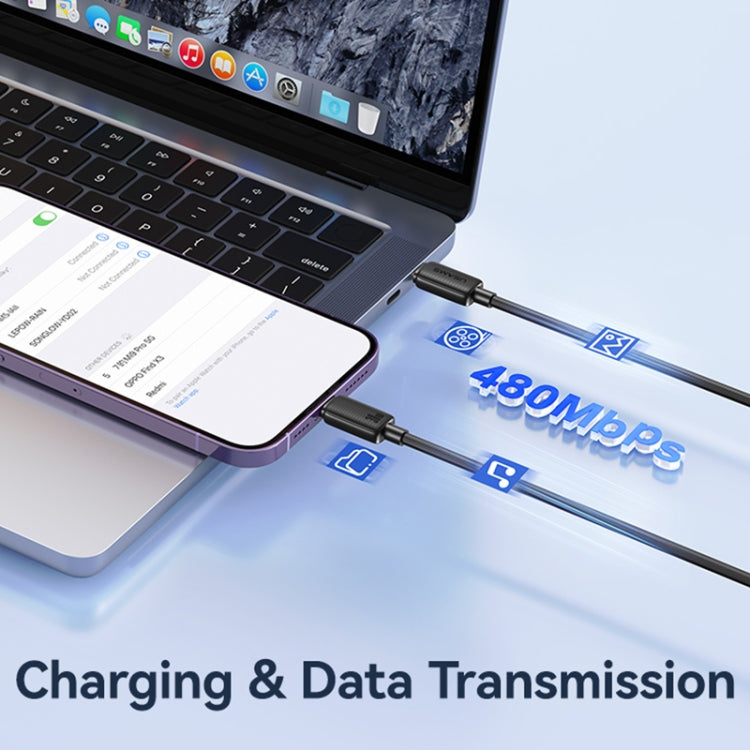 USAMS US-SJ697 USB-C / Type-C to 8 Pin 30W Striped Fast Charge Data Cable, Length:2m(White) - free shipping - PMC Jewellery - Order now!