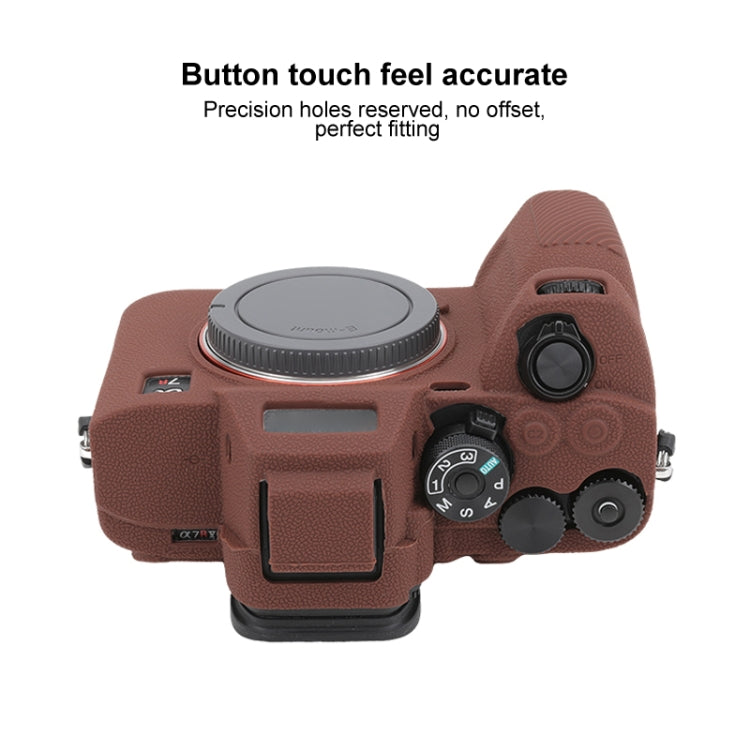 For Sony ILCE7RM5 / A7R5 Litchi Texture Soft Silicone Protective Case(Coffee) - Protective Case by PMC TechLife | Online Shopping South Africa | PMC TechLife | Buy Now Pay Later Mobicred