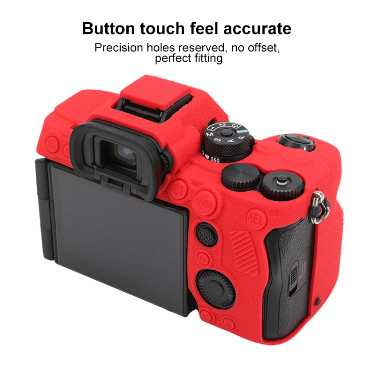 For Sony ILCE7RM5 / A7R5 Litchi Texture Soft Silicone Protective Case(Red) - Protective Case by PMC TechLife | Online Shopping South Africa | PMC TechLife