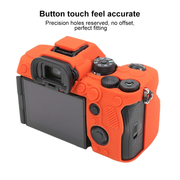 For Sony ILCE7RM5 / A7R5 Litchi Texture Soft Silicone Protective Case(Orange) - Protective Case by PMC TechLife | Online Shopping South Africa | PMC TechLife | Buy Now Pay Later Mobicred