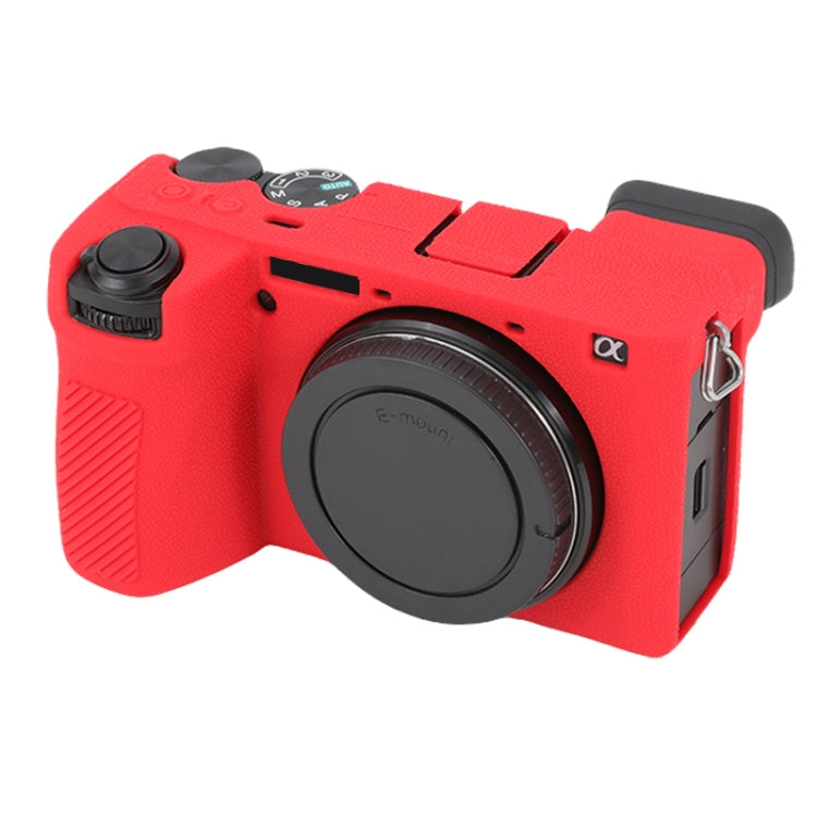 For Sony ILCE-6700 / A6700 Litchi Texture Soft Silicone Protective Case(Red) - Protective Case by PMC TechLife | Online Shopping South Africa | PMC TechLife