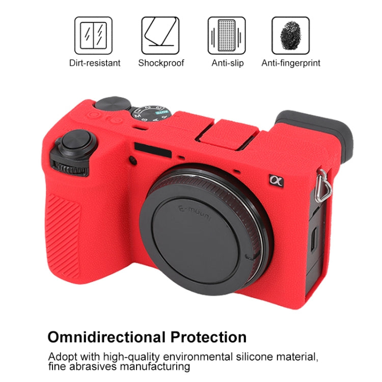 For Sony ILCE-6700 / A6700 Litchi Texture Soft Silicone Protective Case(Red) - Protective Case by PMC TechLife | Online Shopping South Africa | PMC TechLife