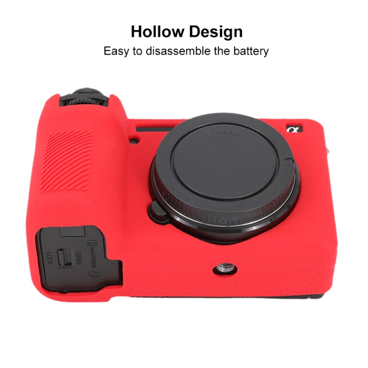 For Sony ILCE-6700 / A6700 Litchi Texture Soft Silicone Protective Case(Red) - Protective Case by PMC TechLife | Online Shopping South Africa | PMC TechLife