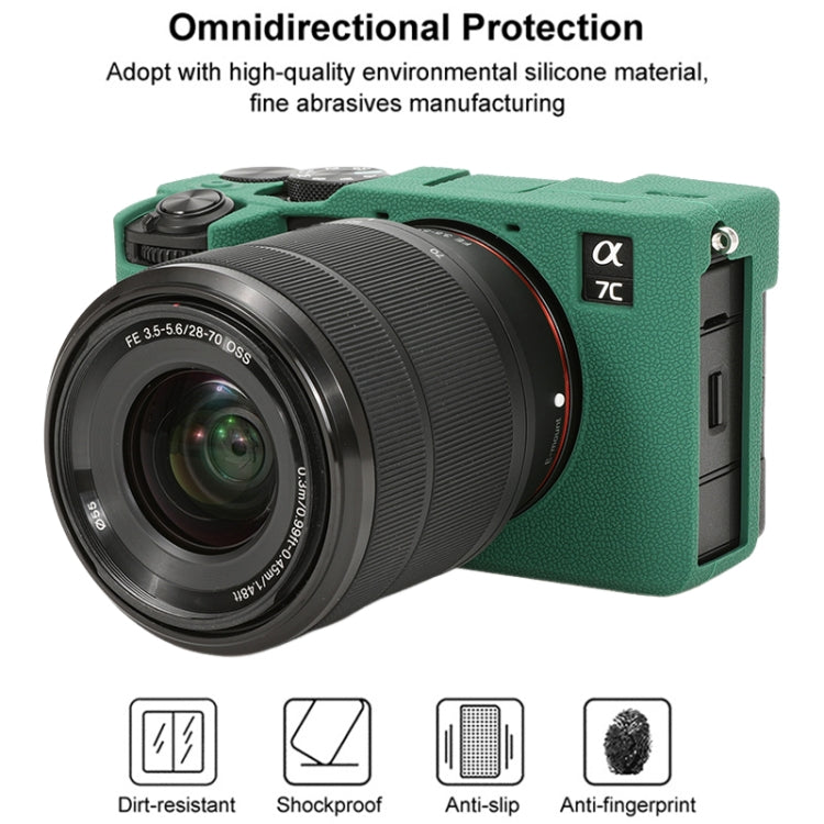 For Sony ILCE-7CM2 / A7C II / A7CR Litchi Texture Soft Silicone Protective Case(Green) - Protective Case by PMC TechLife | Online Shopping South Africa | PMC TechLife | Buy Now Pay Later Mobicred