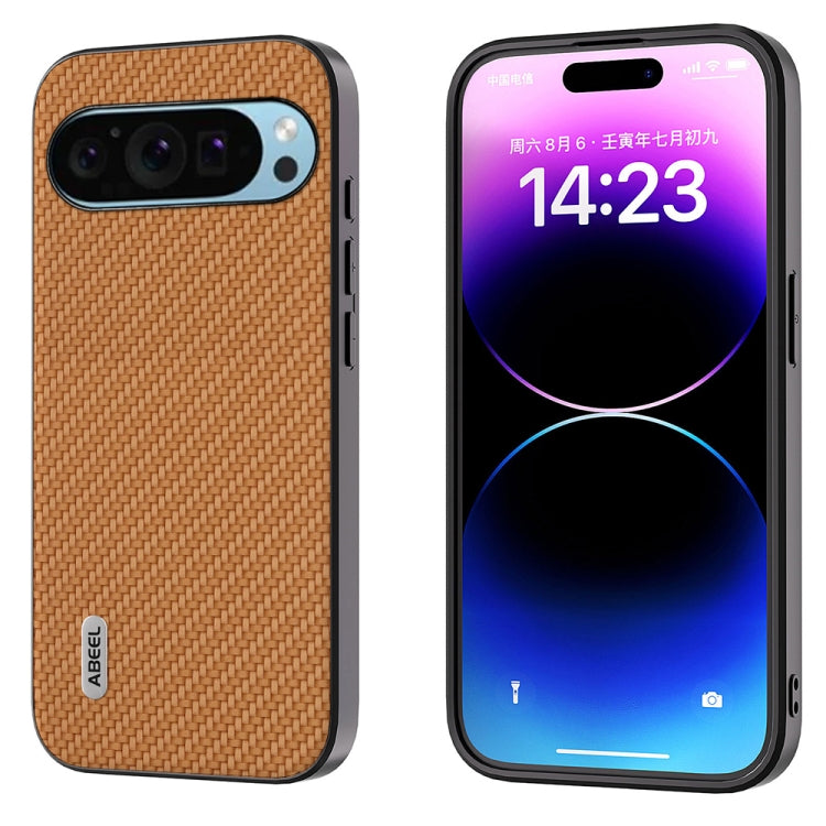 For Google Pixel 9 ABEEL Carbon Fiber Texture Protective Phone Case(Light Brown) - Google Cases by PMC TechLife | Online Shopping South Africa | PMC TechLife | Buy Now Pay Later Mobicred