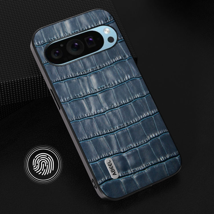 For Google Pixel 9 ABEEL Crocodile Texture Genuine Leather Phone Case(Blue) - Google Cases by PMC TechLife | Online Shopping South Africa | PMC TechLife | Buy Now Pay Later Mobicred