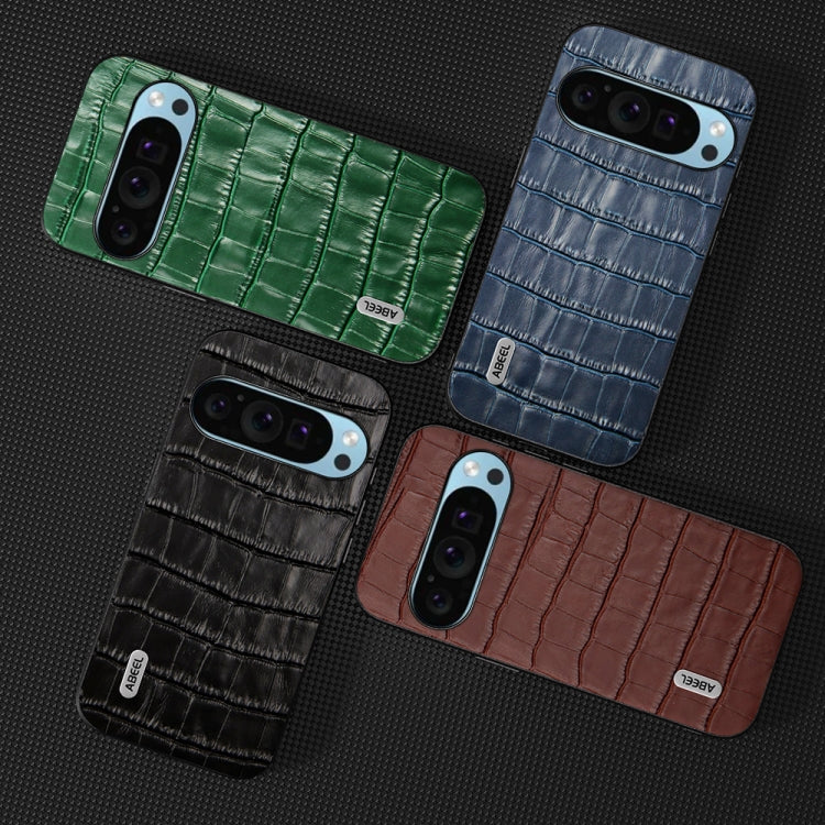 For Google Pixel 9 ABEEL Crocodile Texture Genuine Leather Phone Case(Blue) - Google Cases by PMC TechLife | Online Shopping South Africa | PMC TechLife | Buy Now Pay Later Mobicred