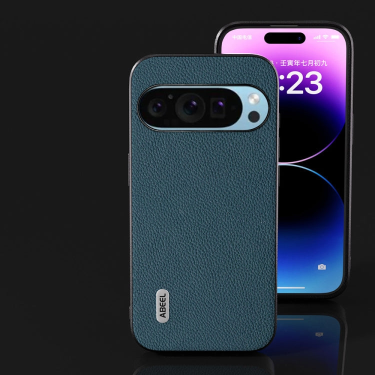 For Google Pixel 9 ABEEL Genuine Leather + PC Litchi Texture Phone Case(Green) - Google Cases by PMC TechLife | Online Shopping South Africa | PMC TechLife | Buy Now Pay Later Mobicred