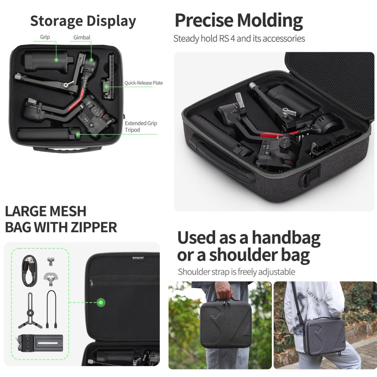 For DJI RS 4 Sunnylife Storage Case Box Suitcase(Black) -  by Sunnylife | Online Shopping South Africa | PMC TechLife | Buy Now Pay Later Mobicred