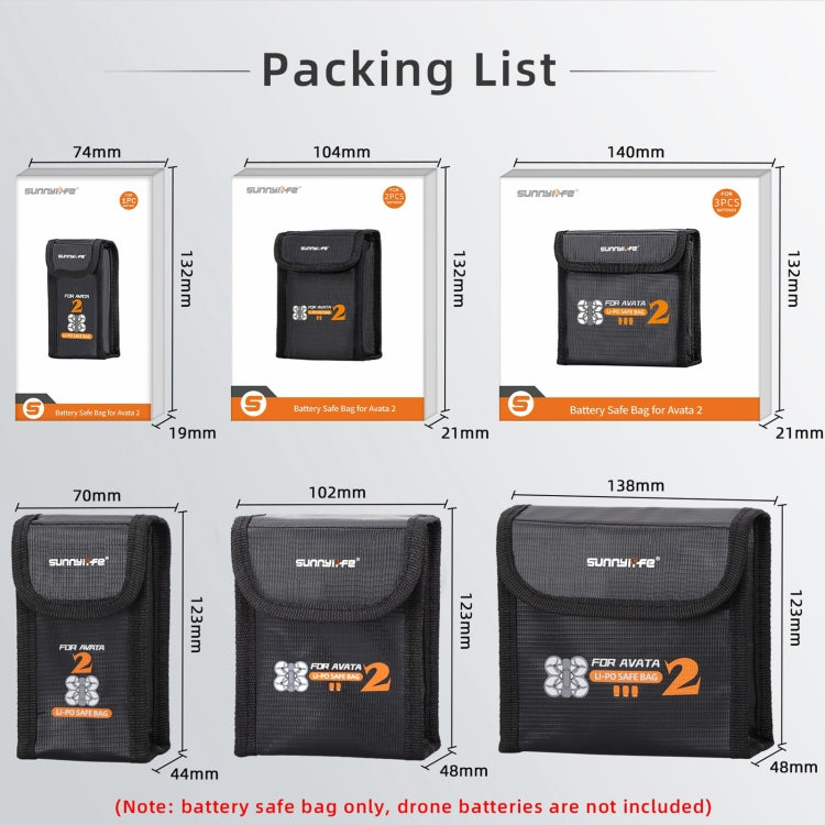 For DJI Avata 2 Sunnylife Battery Explosion-proof Safe Bag Protective Li-Po Safe Bag(For 2pcs Batteries) - Cases & Bags by Sunnylife | Online Shopping South Africa | PMC TechLife | Buy Now Pay Later Mobicred