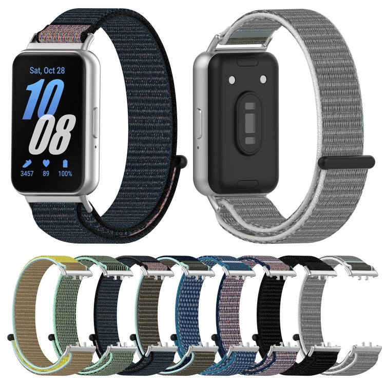 For Samsung Galaxy Fit 3 Nylon Loop Hook and Loop Fastener Watch Band(Grey Blue) - Watch Bands by PMC Jewellery | Online Shopping South Africa | PMC Jewellery