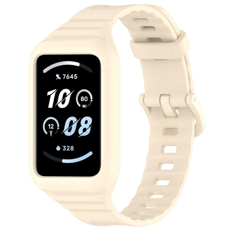 For Honor Band 9 Armor Integrated Silicone Watch Band(Creamy White) - Watch Bands by PMC Jewellery | Online Shopping South Africa | PMC Jewellery