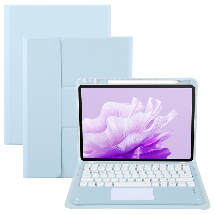 For Huawei MatePad Air 11.5 Round Button Bluetooth Keyboard Rotatable Holder Leather Case with Touchpad(Sky Blue) - Huawei Keyboard by PMC TechLife | Online Shopping South Africa | PMC TechLife