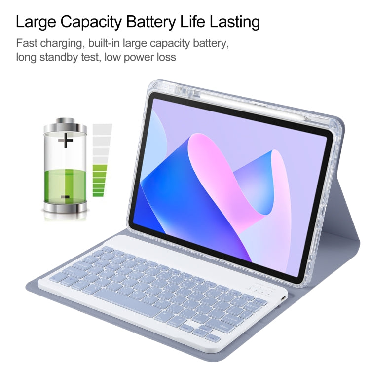 For Huawei MatePad 11 2023 / 2021 Square Button Bluetooth Keyboard Rotatable Holder Leather Case(Lavender Purple) - Huawei Keyboard by PMC TechLife | Online Shopping South Africa | PMC TechLife
