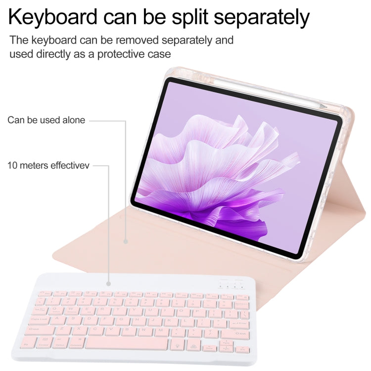 For Huawei MatePad Air 11.5 Square Button Backlight Bluetooth Keyboard Rotatable Holder Leather Case(Rose Gold) - Huawei Keyboard by PMC TechLife | Online Shopping South Africa | PMC TechLife