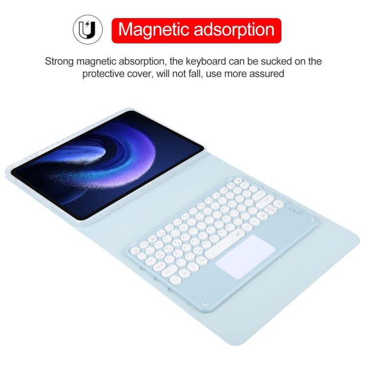 For Xiaomi Pad 6 Round Button Bluetooth Keyboard Rotatable Holder Leather Case with Touchpad(Sky Blue) - Others Keyboard by PMC TechLife | Online Shopping South Africa | PMC TechLife