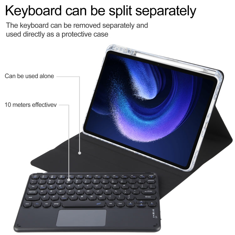 For Xiaomi Pad 6 Round Button Bluetooth Keyboard Rotatable Holder Leather Case with Touchpad(Black) - Others Keyboard by PMC TechLife | Online Shopping South Africa | PMC TechLife