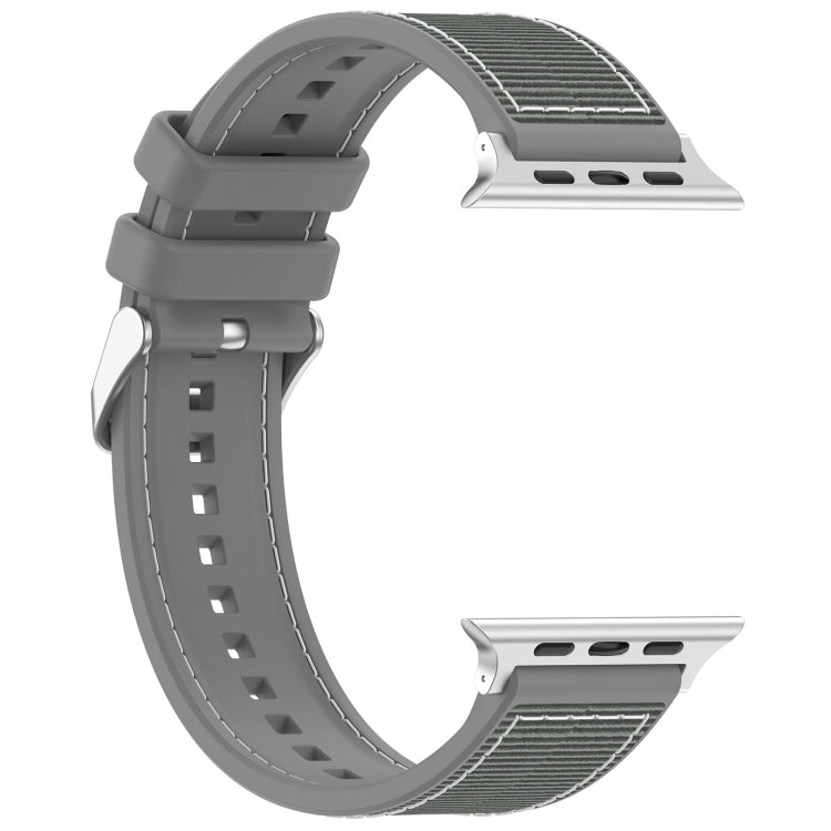 For Apple Watch SE 2023 40mm Ordinary Buckle Hybrid Nylon Braid Silicone Watch Band(Grey) - Watch Bands by PMC Jewellery | Online Shopping South Africa | PMC Jewellery