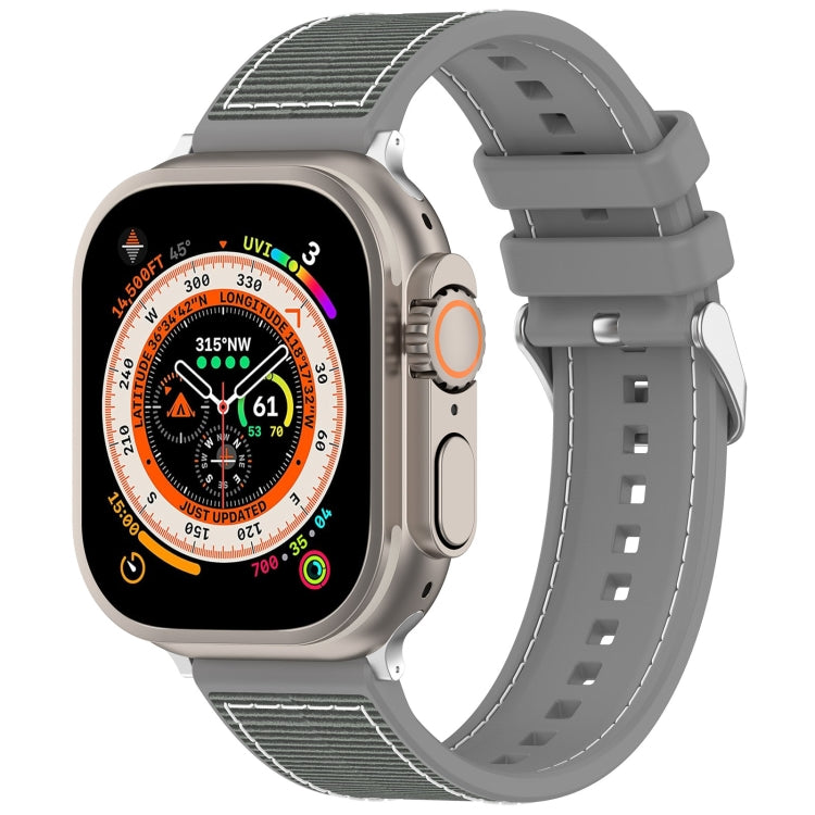 For Apple Watch SE 44mm Ordinary Buckle Hybrid Nylon Braid Silicone Watch Band(Grey) - Watch Bands by PMC TechLife | Online Shopping South Africa | PMC TechLife