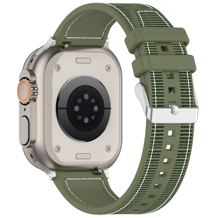 For Apple Watch Series 6 44mm Ordinary Buckle Hybrid Nylon Braid Silicone Watch Band(Green) - Watch Bands by PMC Jewellery | Online Shopping South Africa | PMC Jewellery