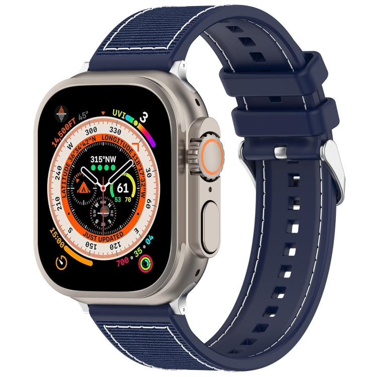 For Apple Watch Series 5 40mm Ordinary Buckle Hybrid Nylon Braid Silicone Watch Band(Midnight Blue) - Watch Bands by PMC Jewellery | Online Shopping South Africa | PMC Jewellery