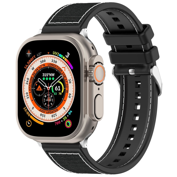 For Apple Watch Series 3 38mm Ordinary Buckle Hybrid Nylon Braid Silicone Watch Band(Black) - Watch Bands by PMC Jewellery | Online Shopping South Africa | PMC Jewellery