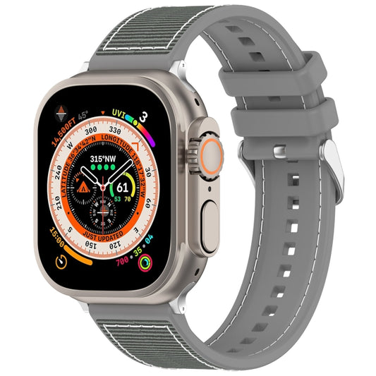 For Apple Watch Series 2 42mm Ordinary Buckle Hybrid Nylon Braid Silicone Watch Band(Grey) - Watch Bands by PMC Jewellery | Online Shopping South Africa | PMC Jewellery