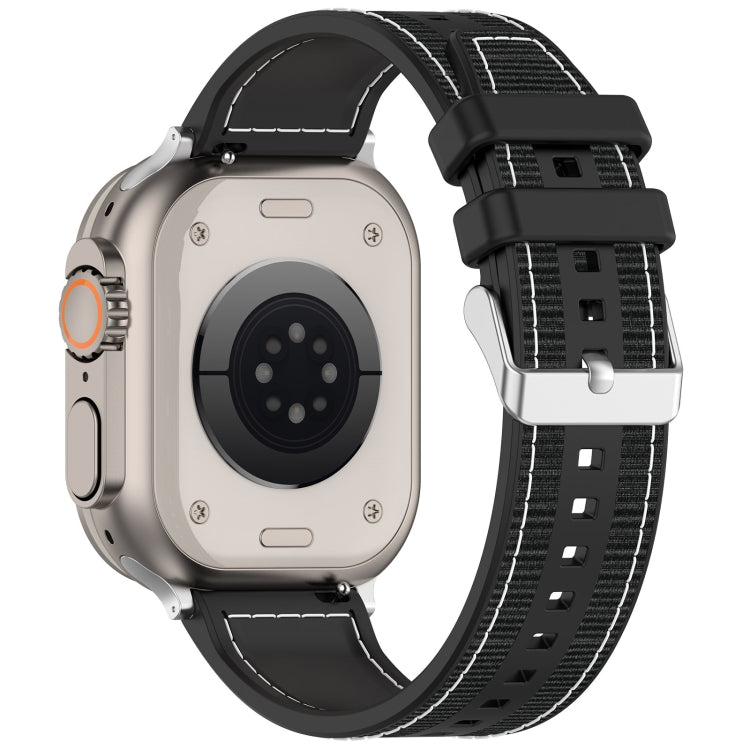 For Apple Watch 42mm Ordinary Buckle Hybrid Nylon Braid Silicone Watch Band(Black) - Watch Bands by PMC TechLife | Online Shopping South Africa | PMC TechLife | Buy Now Pay Later Mobicred