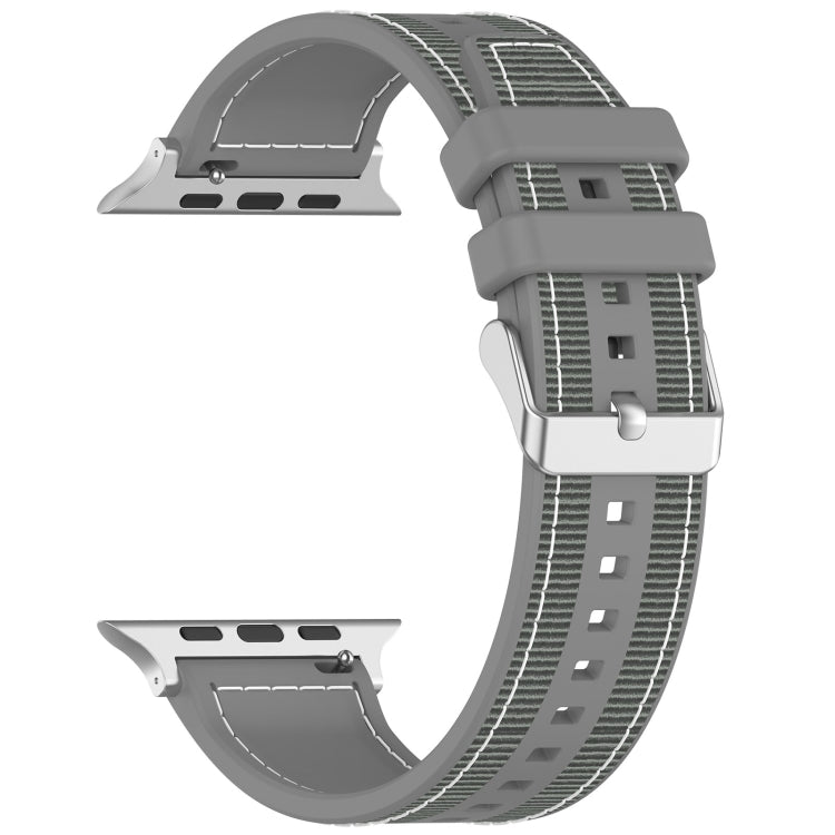For Apple Watch 42mm Ordinary Buckle Hybrid Nylon Braid Silicone Watch Band(Grey) - Watch Bands by PMC TechLife | Online Shopping South Africa | PMC TechLife