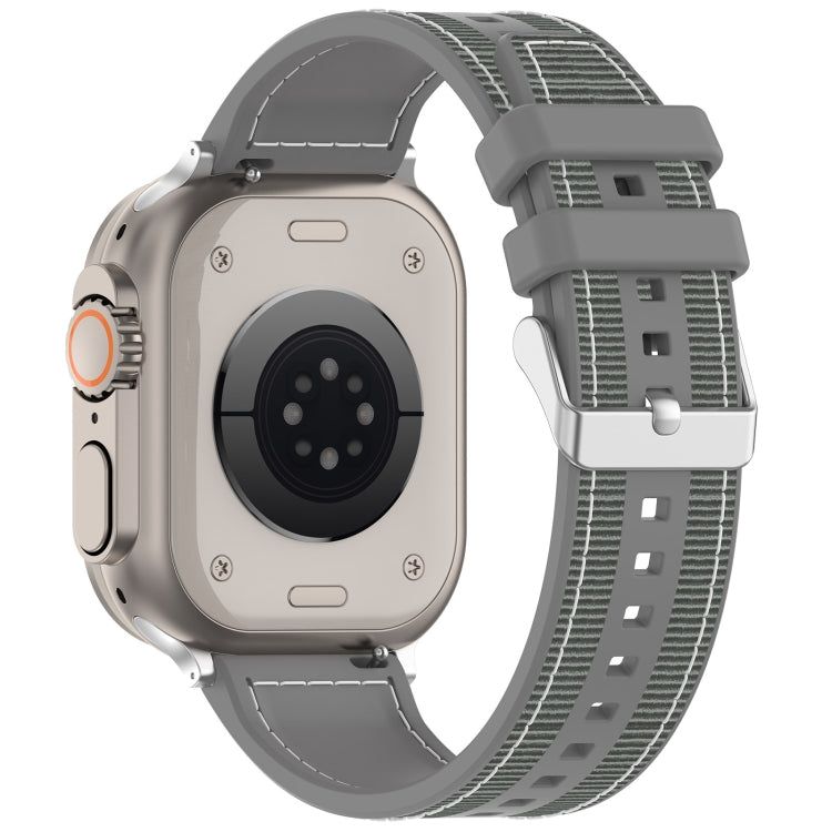 For Apple Watch 38mm Ordinary Buckle Hybrid Nylon Braid Silicone Watch Band(Grey) - Watch Bands by PMC TechLife | Online Shopping South Africa | PMC TechLife