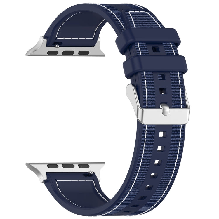 For Apple Watch 38mm Ordinary Buckle Hybrid Nylon Braid Silicone Watch Band(Midnight Blue) - Watch Bands by PMC TechLife | Online Shopping South Africa | PMC TechLife