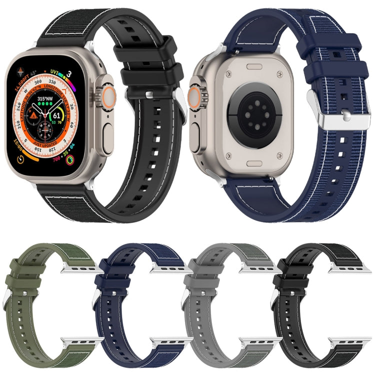 For Apple Watch 38mm Ordinary Buckle Hybrid Nylon Braid Silicone Watch Band(Grey) - Watch Bands by PMC TechLife | Online Shopping South Africa | PMC TechLife