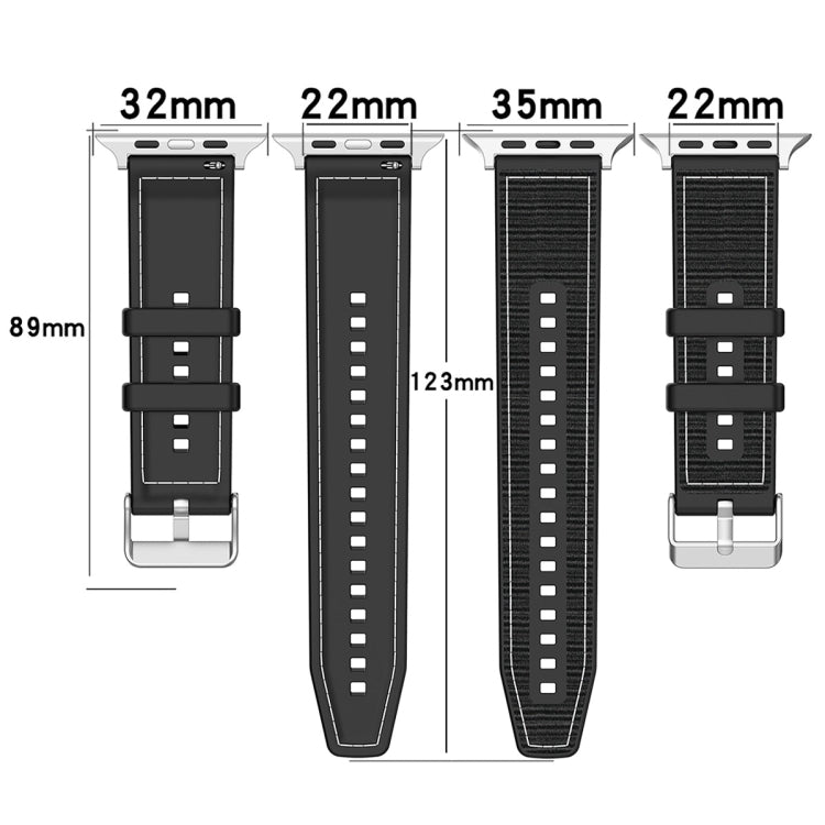 For Apple Watch 38mm Ordinary Buckle Hybrid Nylon Braid Silicone Watch Band(Black) - Watch Bands by PMC Jewellery | Online Shopping South Africa | PMC Jewellery