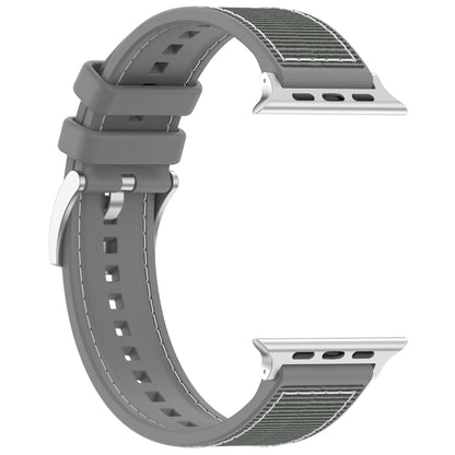 For Apple Watch SE 2022 44mm Official Buckle Hybrid Nylon Braid Silicone Watch Band(Grey) - Watch Bands by PMC Jewellery | Online Shopping South Africa | PMC Jewellery