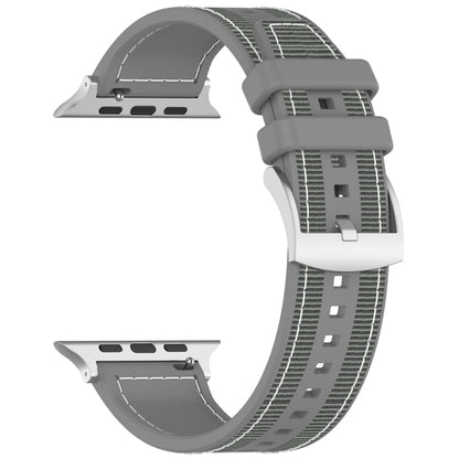 For Apple Watch Series 6 40mm Official Buckle Hybrid Nylon Braid Silicone Watch Band(Grey) - Watch Bands by PMC Jewellery | Online Shopping South Africa | PMC Jewellery