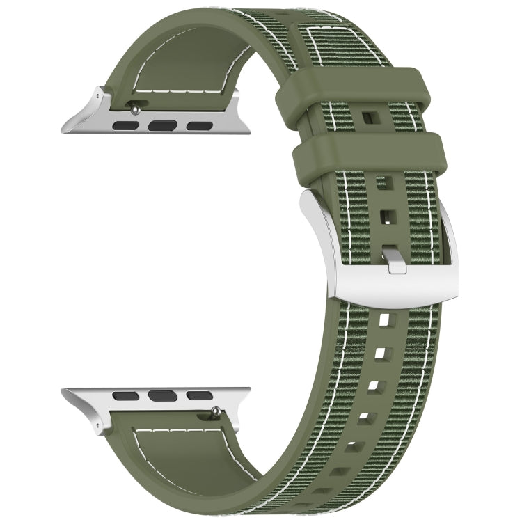 For Apple Watch Series 6 40mm Official Buckle Hybrid Nylon Braid Silicone Watch Band(Green) - Watch Bands by PMC Jewellery | Online Shopping South Africa | PMC Jewellery