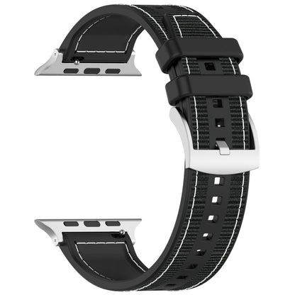 For Apple Watch Series 5 44mm Official Buckle Hybrid Nylon Braid Silicone Watch Band(Black) - Watch Bands by PMC Jewellery | Online Shopping South Africa | PMC Jewellery