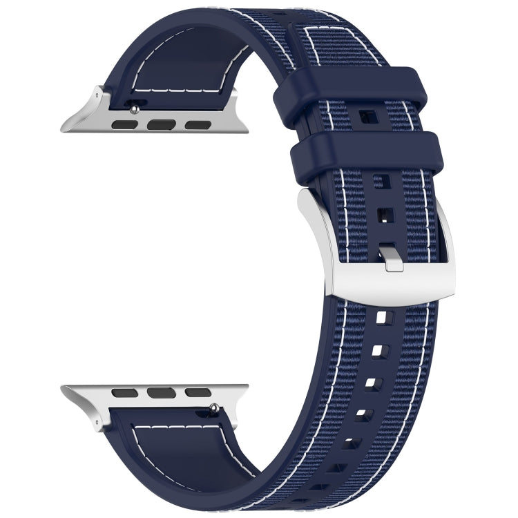 For Apple Watch Series 4 40mm Official Buckle Hybrid Nylon Braid Silicone Watch Band(Midnight Blue) - Watch Bands by PMC Jewellery | Online Shopping South Africa | PMC Jewellery