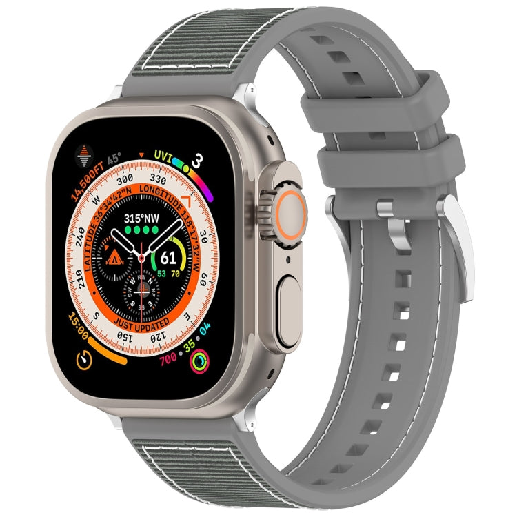 For Apple Watch 42mm Official Buckle Hybrid Nylon Braid Silicone Watch Band(Grey) - Watch Bands by PMC TechLife | Online Shopping South Africa | PMC TechLife