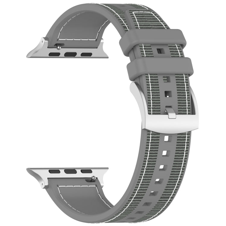 For Apple Watch 42mm Official Buckle Hybrid Nylon Braid Silicone Watch Band(Grey) - Watch Bands by PMC TechLife | Online Shopping South Africa | PMC TechLife