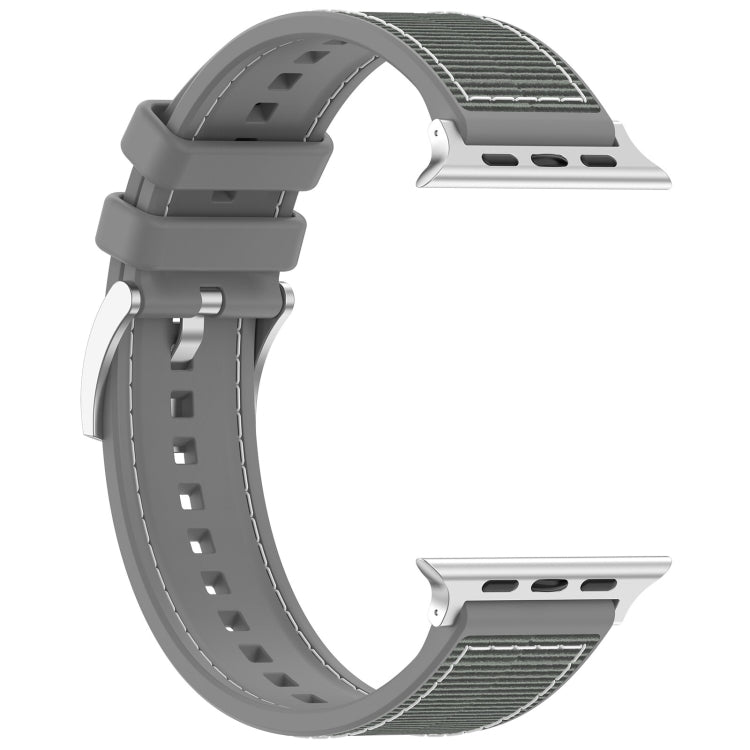 For Apple Watch 38mm Official Buckle Hybrid Nylon Braid Silicone Watch Band(Grey) - Watch Bands by PMC TechLife | Online Shopping South Africa | PMC TechLife
