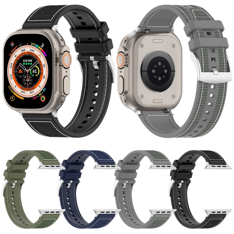 For Apple Watch 42mm Official Buckle Hybrid Nylon Braid Silicone Watch Band(Grey) - Watch Bands by PMC TechLife | Online Shopping South Africa | PMC TechLife