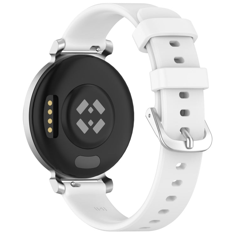 For Garmin Lily 2 14mm Silver Buckle Silicone Watch Band Wristband(White) - Watch Bands by PMC TechLife | Online Shopping South Africa | PMC TechLife