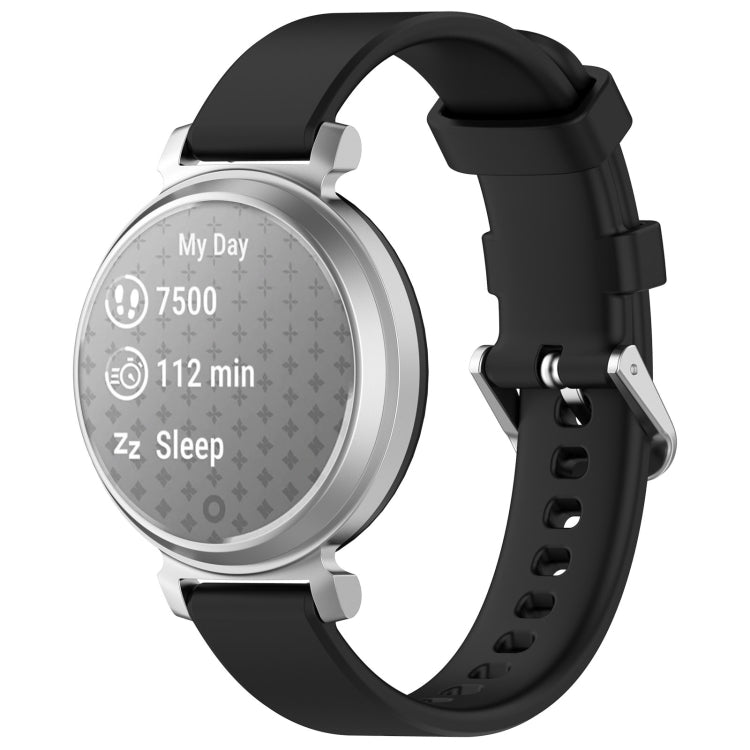 For Garmin Lily 2 14mm Silver Buckle Silicone Watch Band Wristband(Black) - Watch Bands by PMC TechLife | Online Shopping South Africa | PMC TechLife