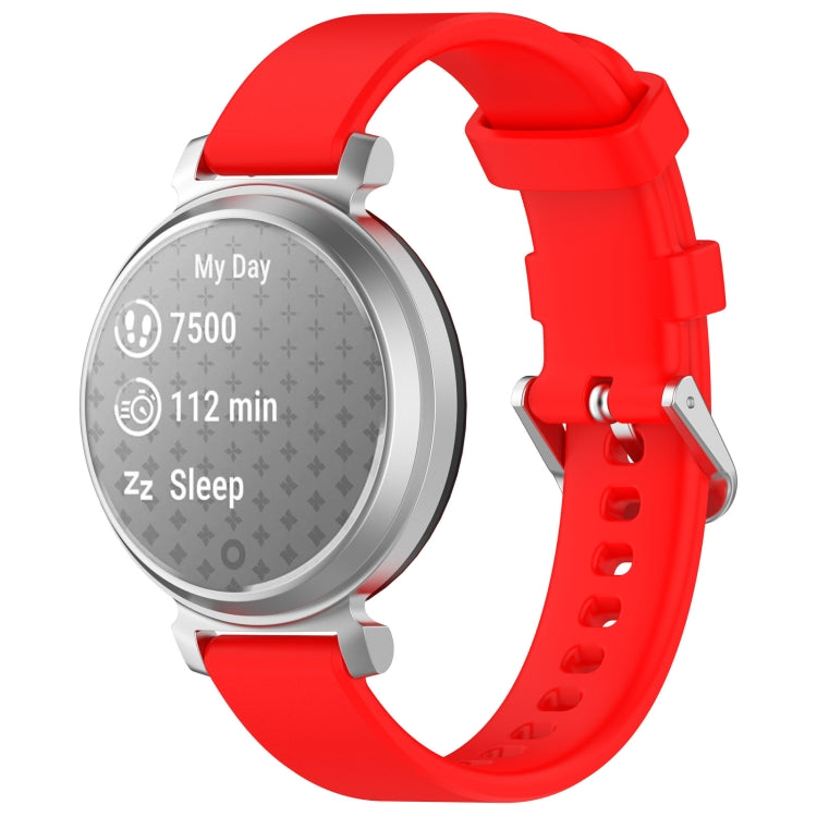 For Garmin Lily 2 14mm Silver Buckle Silicone Watch Band Wristband(Red) - Watch Bands by PMC TechLife | Online Shopping South Africa | PMC TechLife