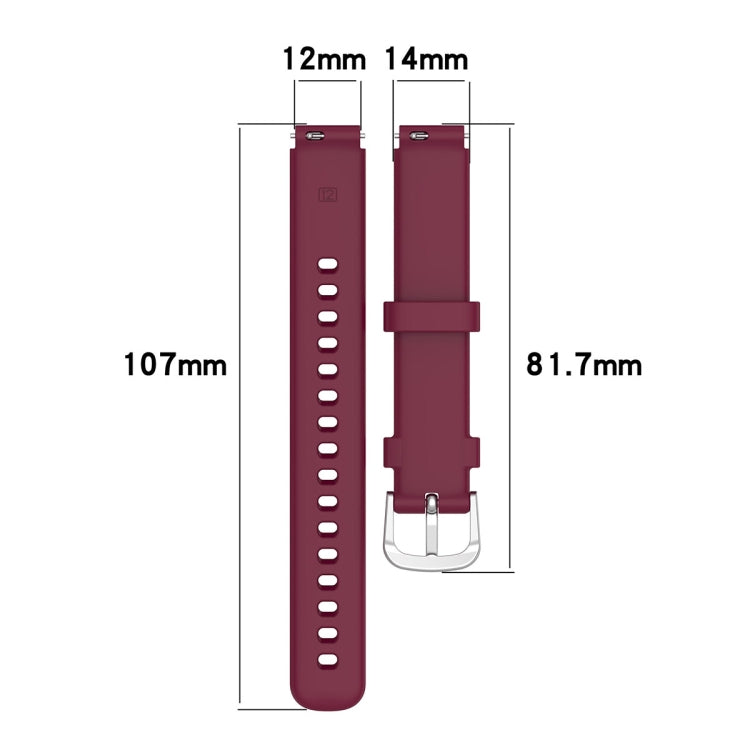 12mm Universal Solid Color Silver Buckle Silicone Watch Band(Wine Red) - 20mm Bands by PMC TechLife | Online Shopping South Africa | PMC TechLife