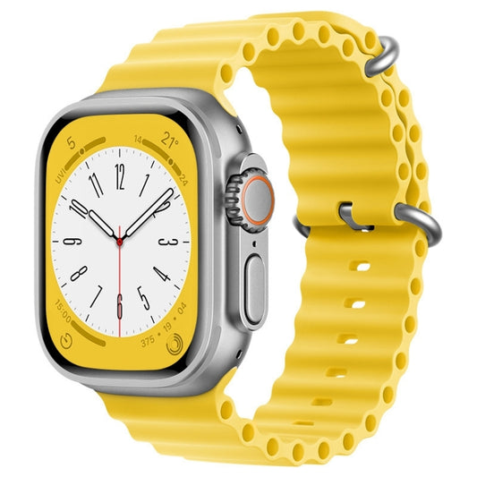 For Apple Watch Series 8 45mm ZGA Ocean Silicone Watch Band(Yellow) - Watch Bands by ZGA | Online Shopping South Africa | PMC Jewellery