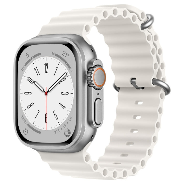 For Apple Watch SE 2022 44mm ZGA Ocean Silicone Watch Band(White) - Watch Bands by ZGA | Online Shopping South Africa | PMC Jewellery