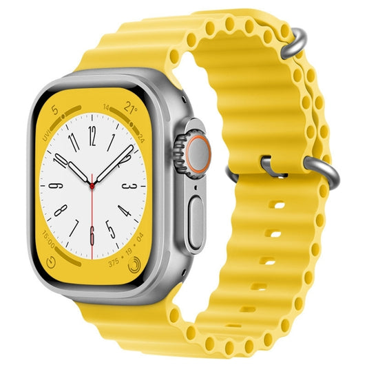 For Apple Watch SE 2022 44mm ZGA Ocean Silicone Watch Band(Yellow) - Watch Bands by ZGA | Online Shopping South Africa | PMC Jewellery